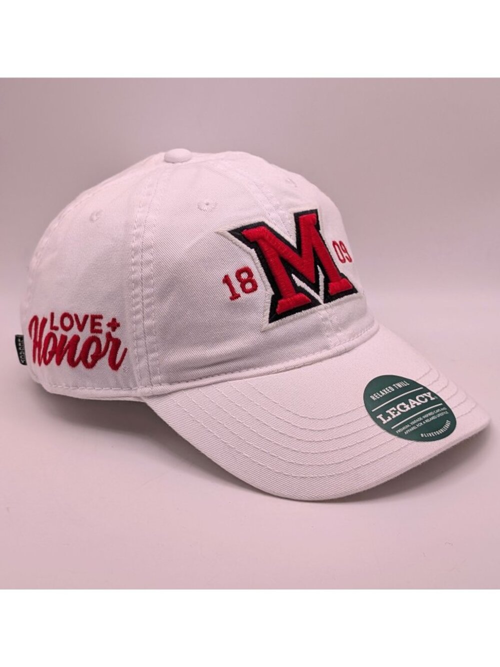 Miami University Ohio Legacy Strap Back Hat Cap Redhawks White Red Love + Honor